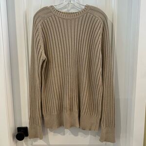 Global Mind Beige Cotton Ribbed Knit Sweater  Large